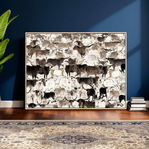Abstract Texas Longhorn Print - Longhorn Herd Print for