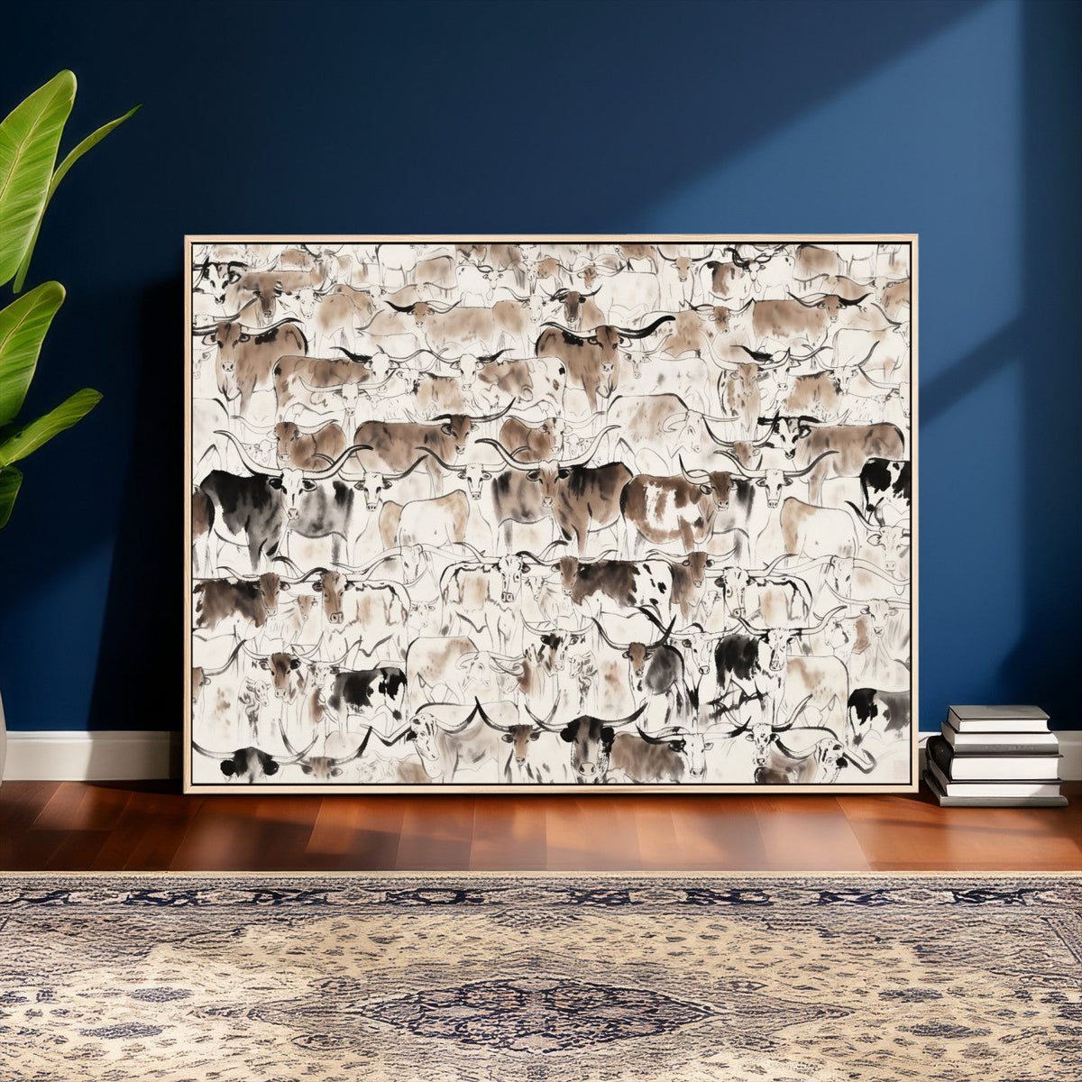 Abstract Texas Cow Canvas Print for Cabin and Western Home