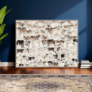 Abstract Texas Cow Canvas Print for Cabin and Western Home