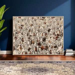 Abstract Longhorn Wall Art Canvas Print - Farm Animal