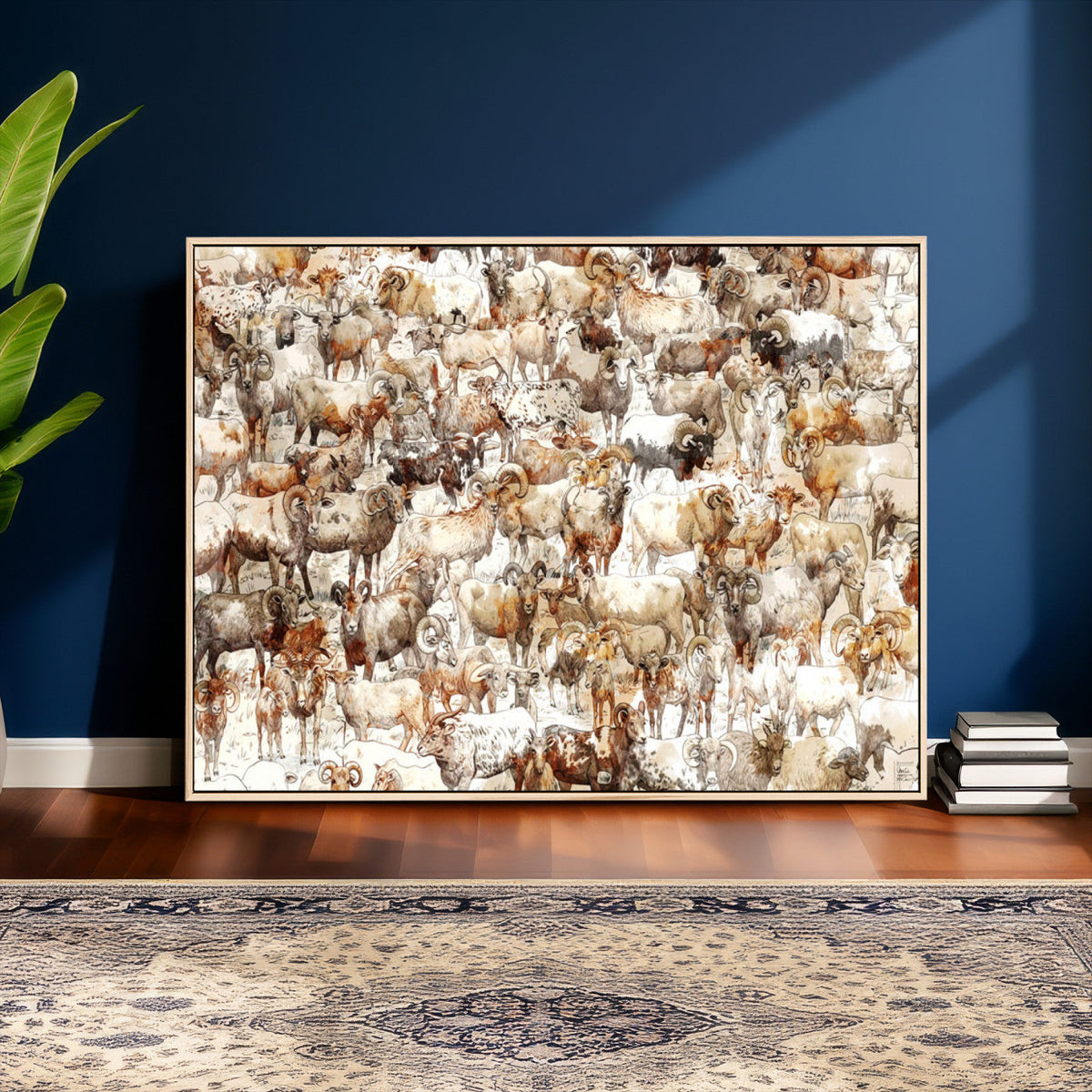 Farmhouse Bighorn Sheep Wall Art Canvas Print - Abstract