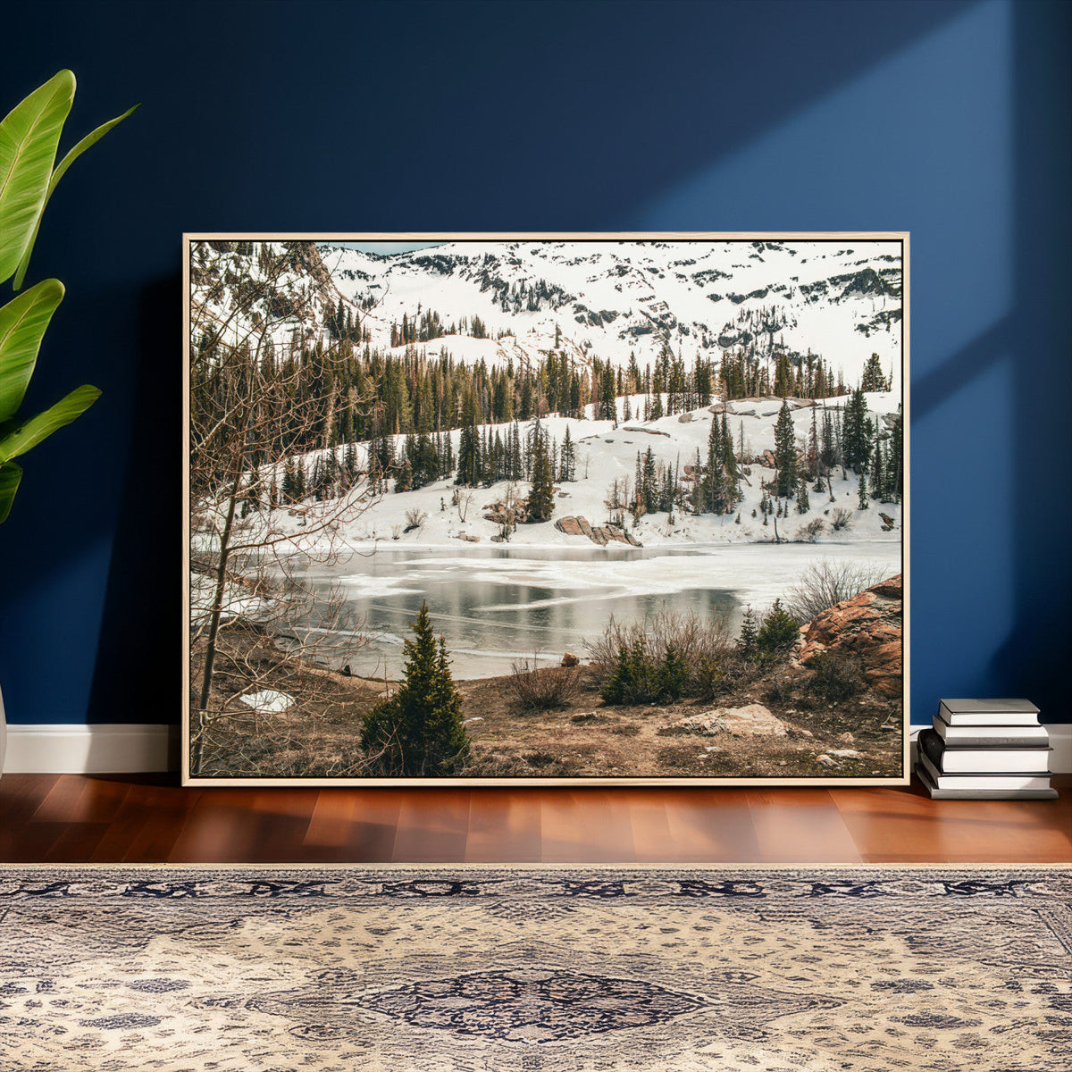 Snowy Mountain Landscape Wall Art Canvas Print, Alpine Pine