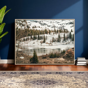 Snowy Mountain Landscape Wall Art Canvas Print, Alpine Pine