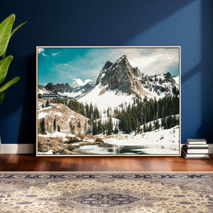 Snowy Mountain Wall Art Canvas Print, Alpine Pine Forest