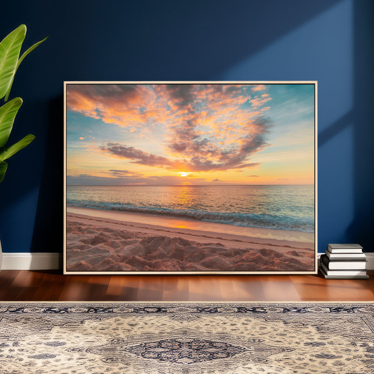 Sunset Beach Wall Art Canvas Print – Soft Coastal