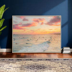 Sunset Beach Wall Art Canvas Print – Soft Coastal