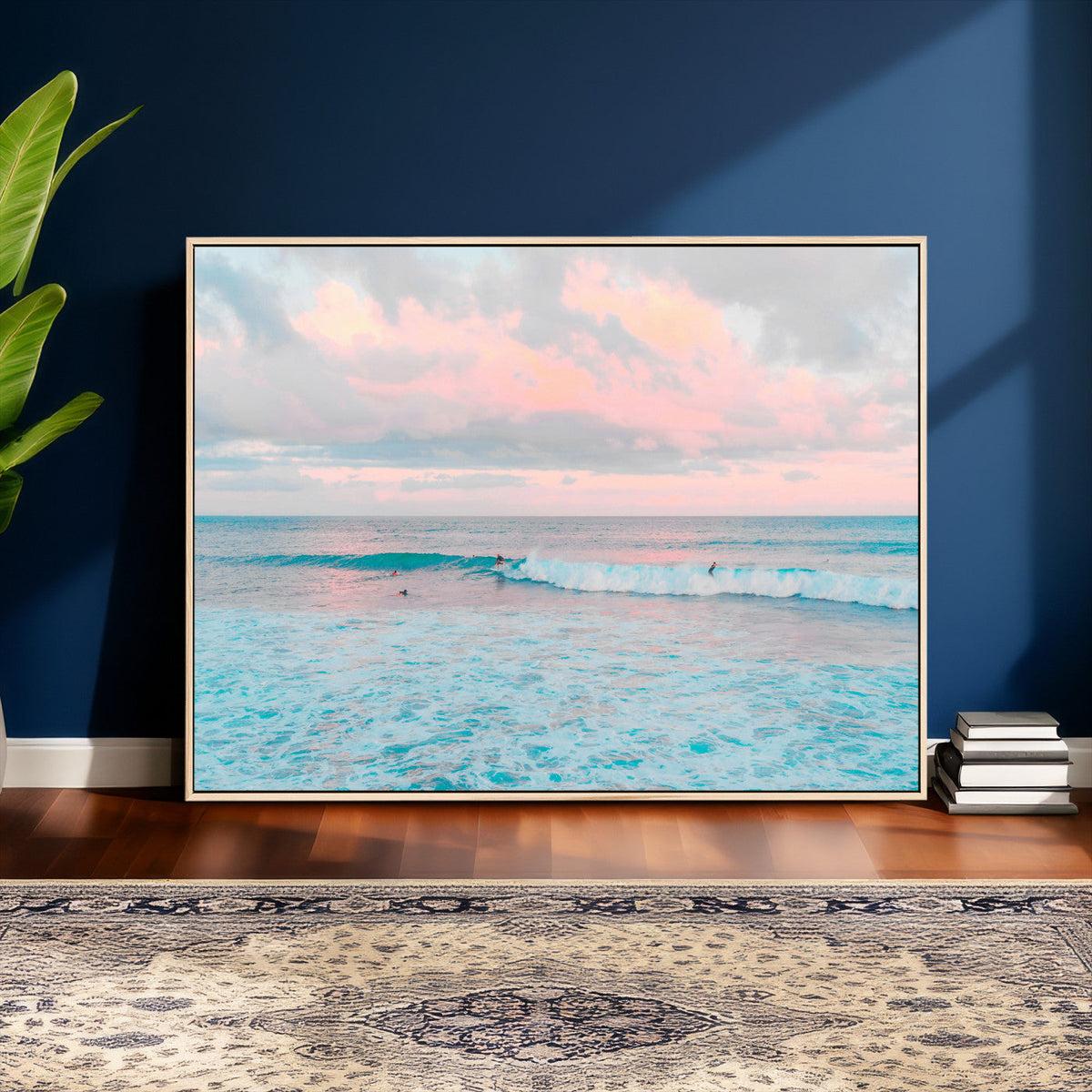 Ocean Wave Wall Art Canvas Print, Pastel Surf Seascape