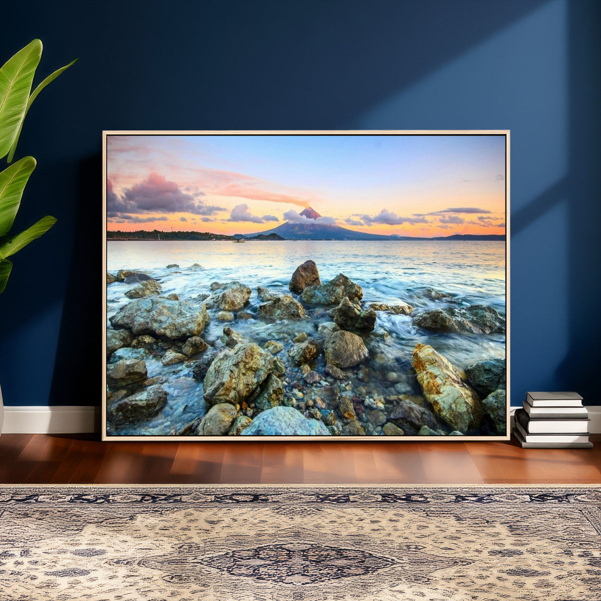 Mayon Volcano Seascape Wall Art Canvas Print, Tropical Ocean