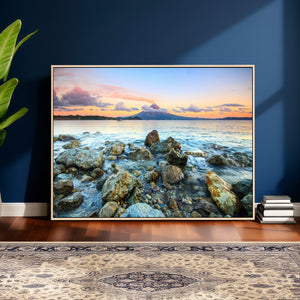 Mayon Volcano Seascape Wall Art Canvas Print, Tropical Ocean