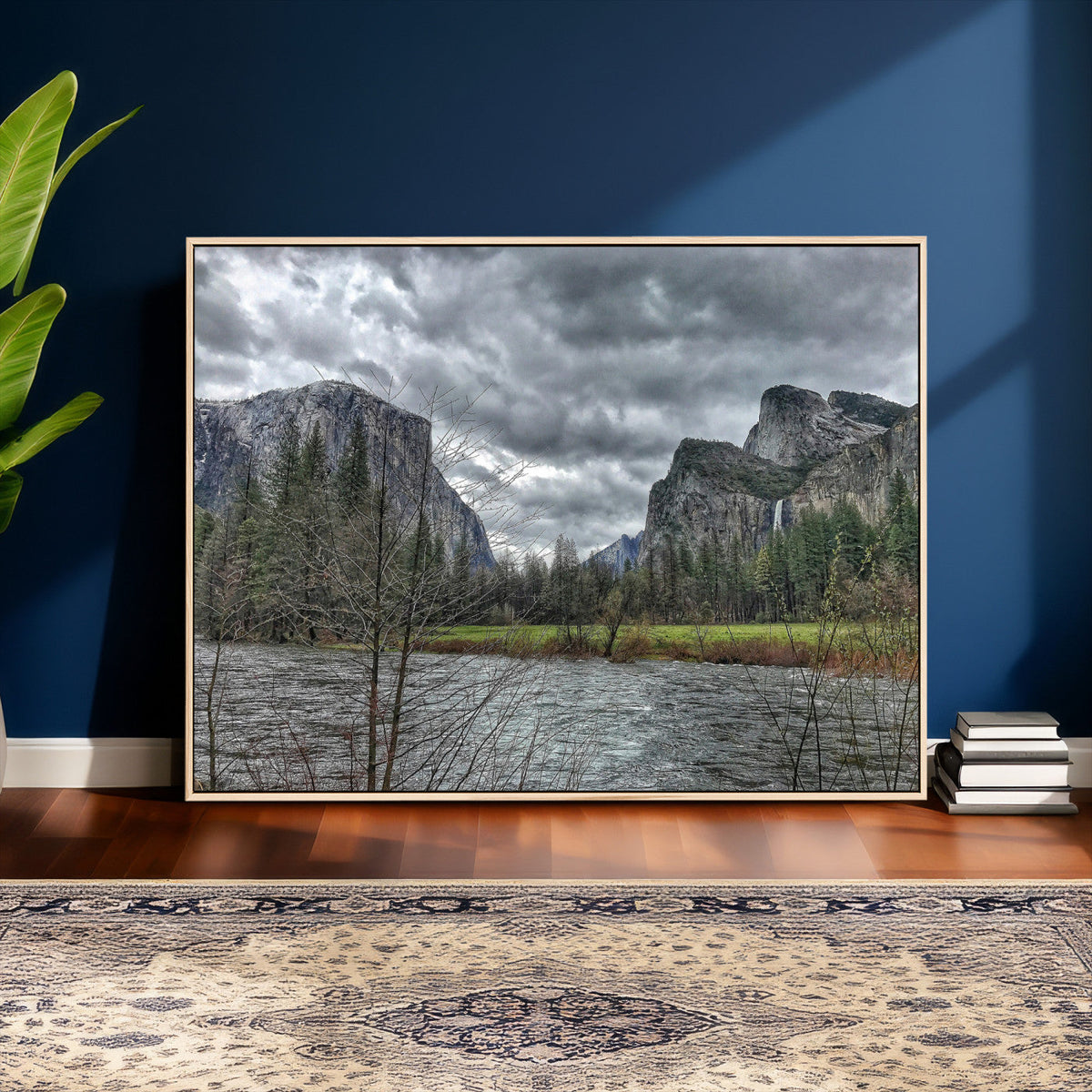 Yosemite Valley River Wall Art Canvas Print, Granite Cliffs