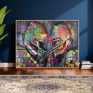 Graffiti Football Helmets Wall Art Canvas Print, Urban
