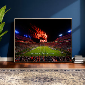 Auburn Stadium Wall Art Canvas Print, College Football Night