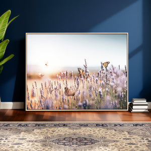 Lavender Field Wall Art Canvas Print, Butterfly Floral
