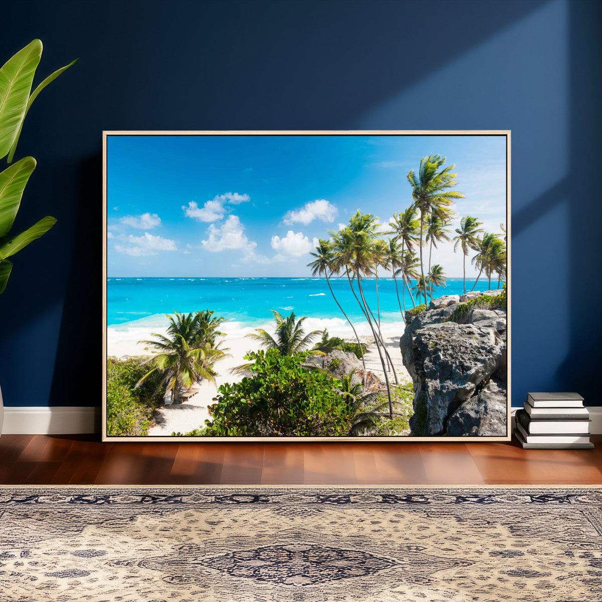 Tropical Beach Wall Art Canvas Print, Palm Tree Ocean