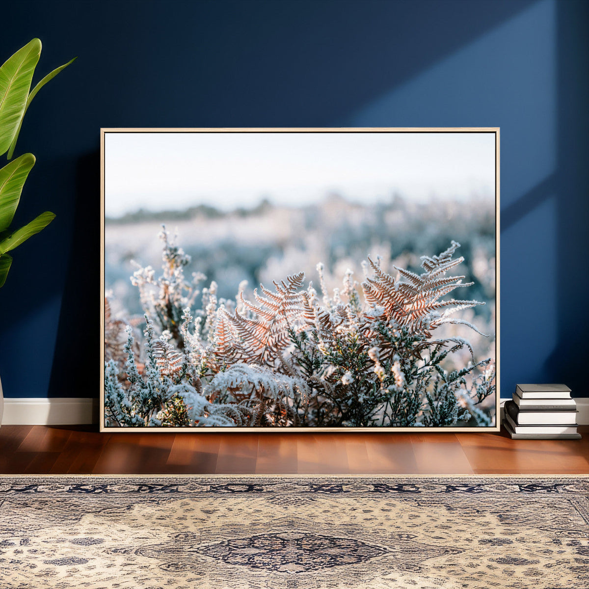 Frosted Fern Wall Art Canvas Print, Soft Winter Botanical