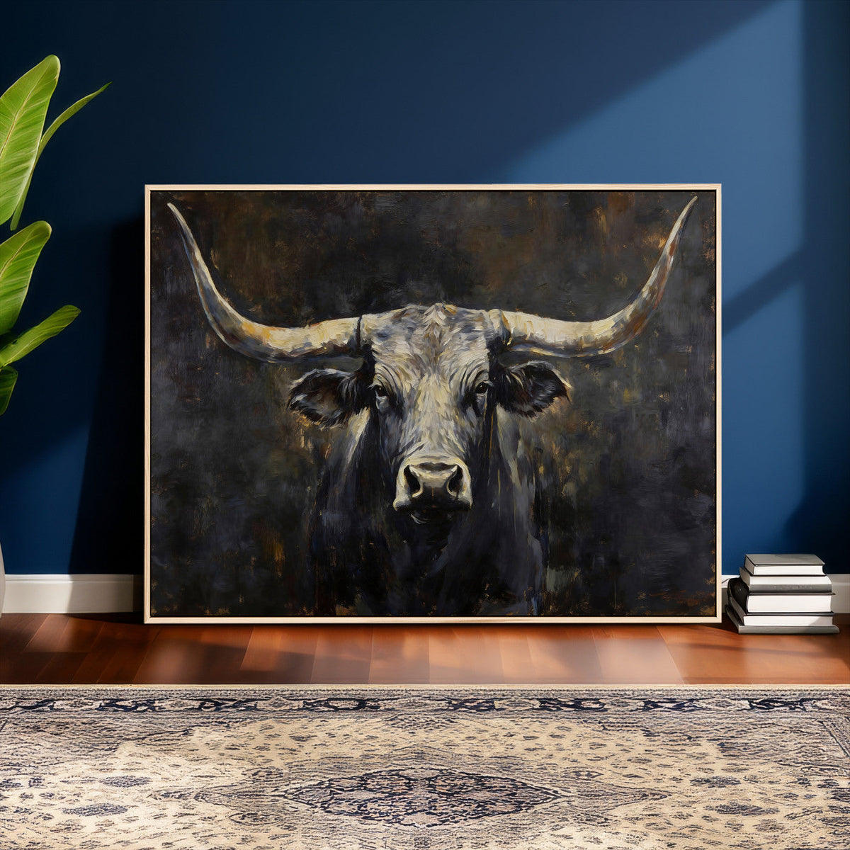 Rustic Longhorn Bull Wall Art Canvas Print – Vintage Western