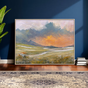 Mountain Sunset Wall Art Canvas Print Vintage Landscape