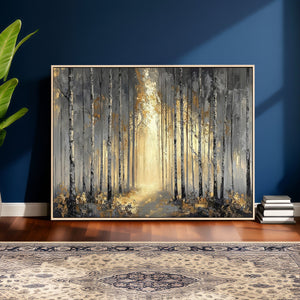 Abstract Birch Forest Wall Art Canvas Print – Modern Neutral