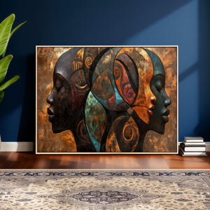 Abstract Afro American Women Wall Art Canvas Print