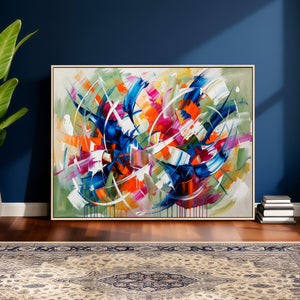Geometric Abstract Wall Art Canvas Print, Orange Blue