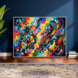Geometric Abstract Wall Art Canvas Print, Bold Color