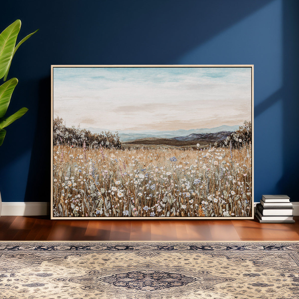 Neutral Wildflower Field Canvas Wall Art — Beige Earth Tone