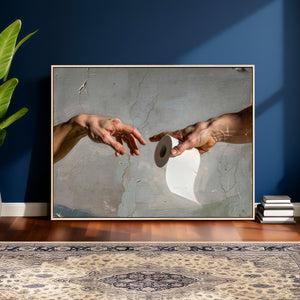 Funny Bathroom Wall Art Canvas, Creation of Toilet Paper