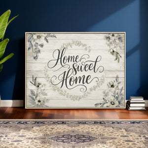 Home Sweet Home Wall Art Canvas Print, Floral Farmhouse