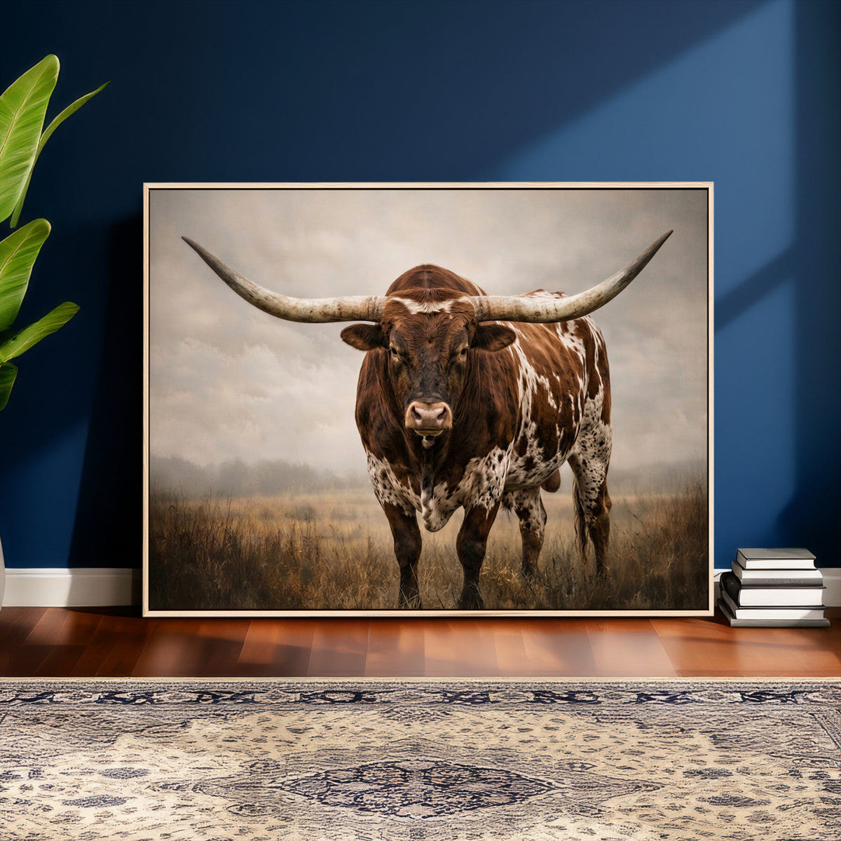 Texas Longhorn Canvas Wall Art Western Bull Desert Moody