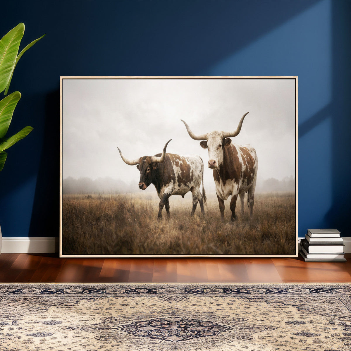 Texas Longhorn Canvas Wall Art Western Bull Desert Moody