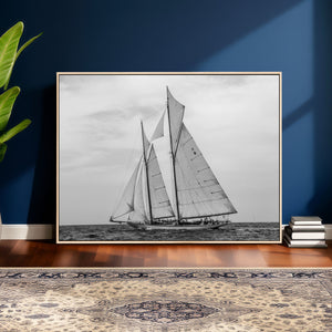 Vintage Sailboat Wall Art Canvas Print, Black and White