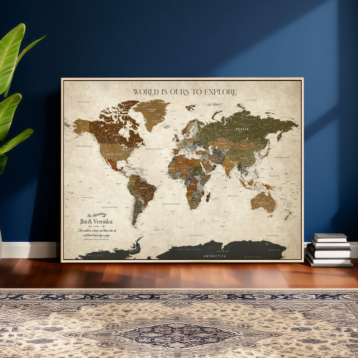 Custom Push Pin World Map Wall Art Canvas Print –