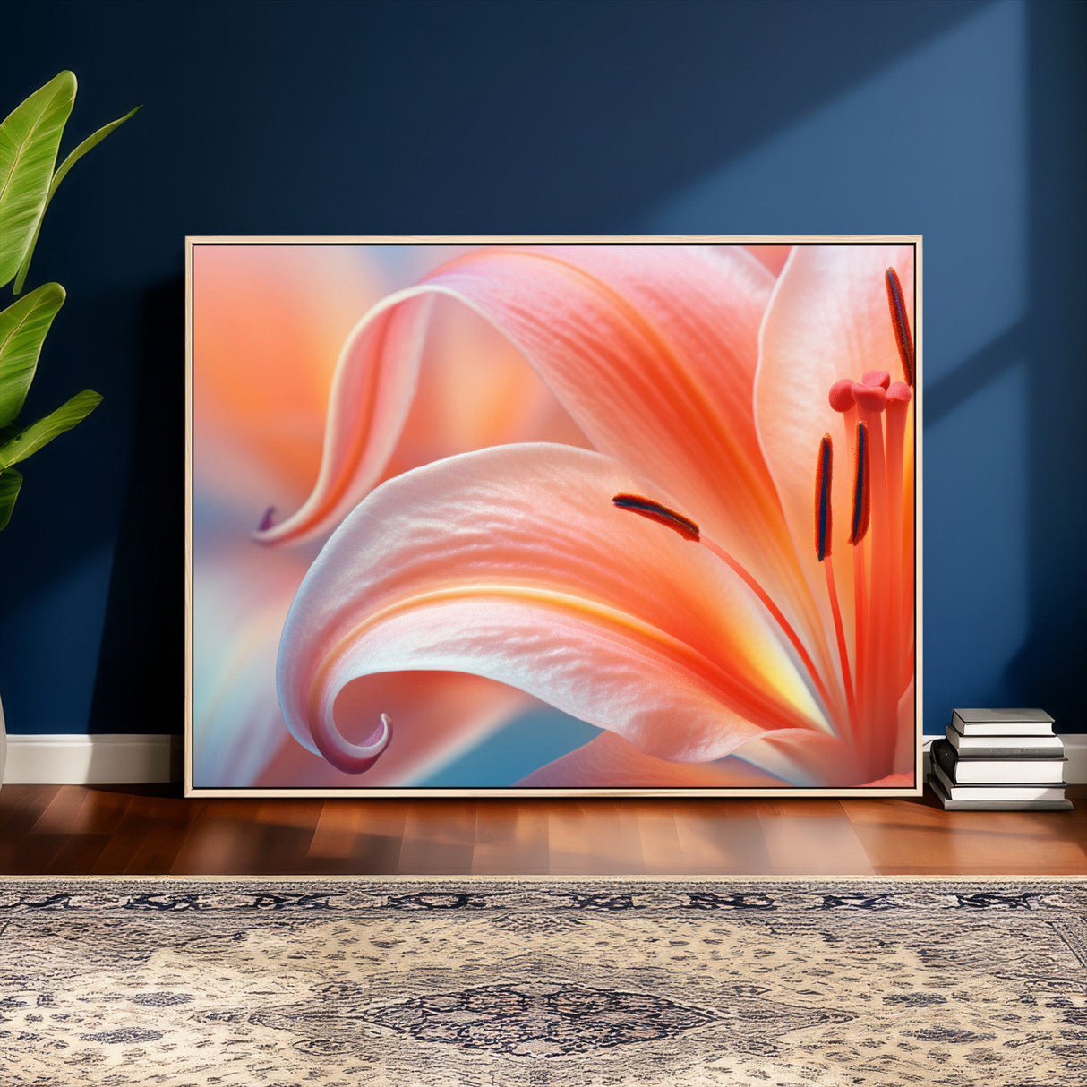 Peach Lily Canvas Wall Art, Coral Pink Flower Macro Photo Print, Botanical Bedroom Decor, Soft Floral Photography, Living Room Wall Art