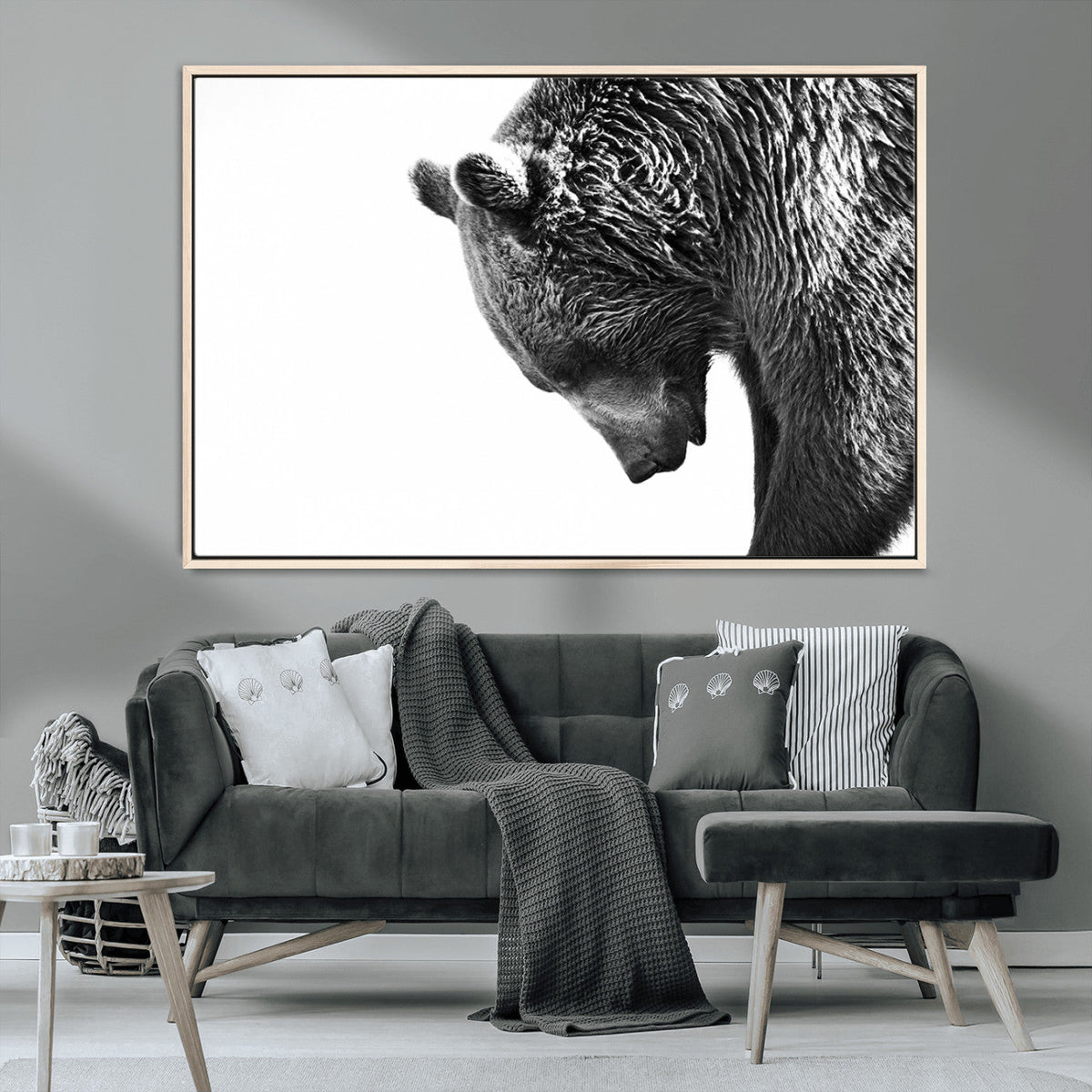 Black and White Grizzly 399 Bear Canvas Print Wall Art |