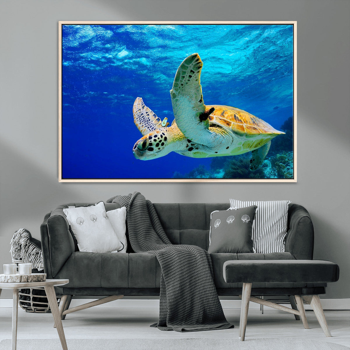 Sea Turtle Wall Art Canvas Print, Sea life in the Ocean Wall
