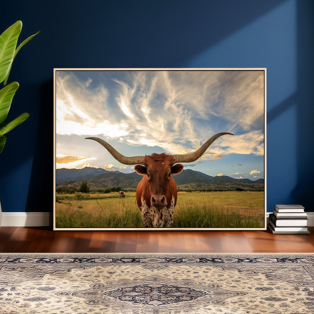 Texas Longhorn Canvas Wall Art – Majestic Triptych Animal