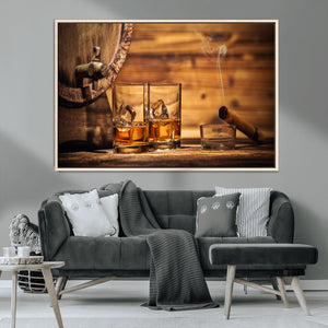 Rustic Whiskey and Barrel Canvas Print