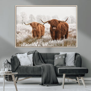 Longhorn Cattle Wall Art Canvas Print, Framed Farmhouse