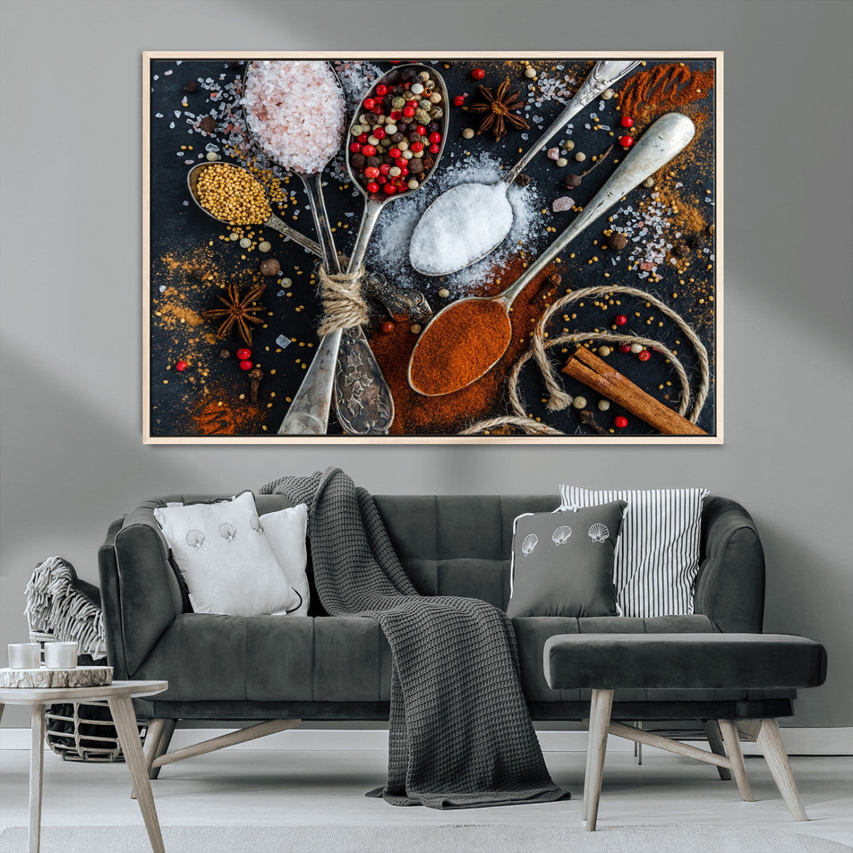 Spices and Seasonings Canvas Wall Art – Colorful Triptych