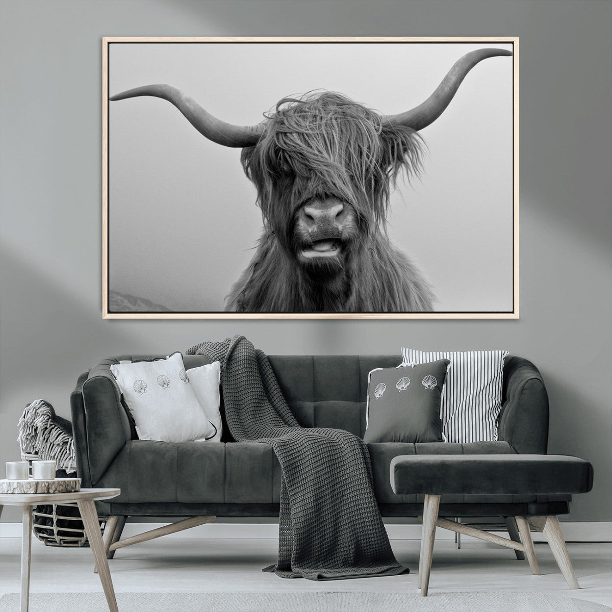 Texas Cow Wall Art Canvas, Texas Longhorn Cattle Canvas