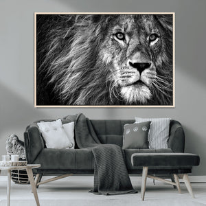 Black and White Lion Canvas Wall Art Print – Wildlife