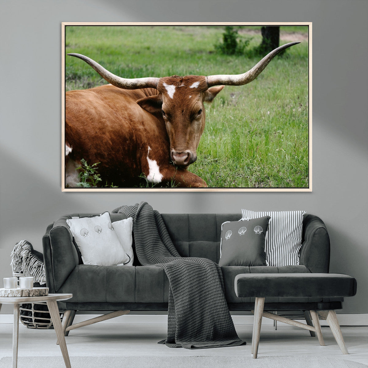 Longhorn Cow Animal Wall Art Canvas Print