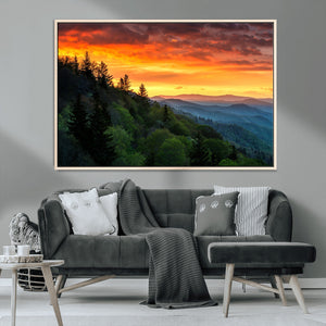 Forest Landscape Wall Art Sunset Canvas, Forest Sunset