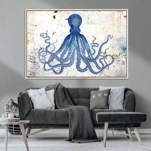 Octopus Canvas Wall Art | Coastal Marine Life Artwork for