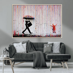 Banksy Wall Art Canvas Print, Framed Graffiti Art Picture