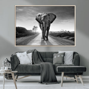 Black and White Elephant Wall Art Canvas Print