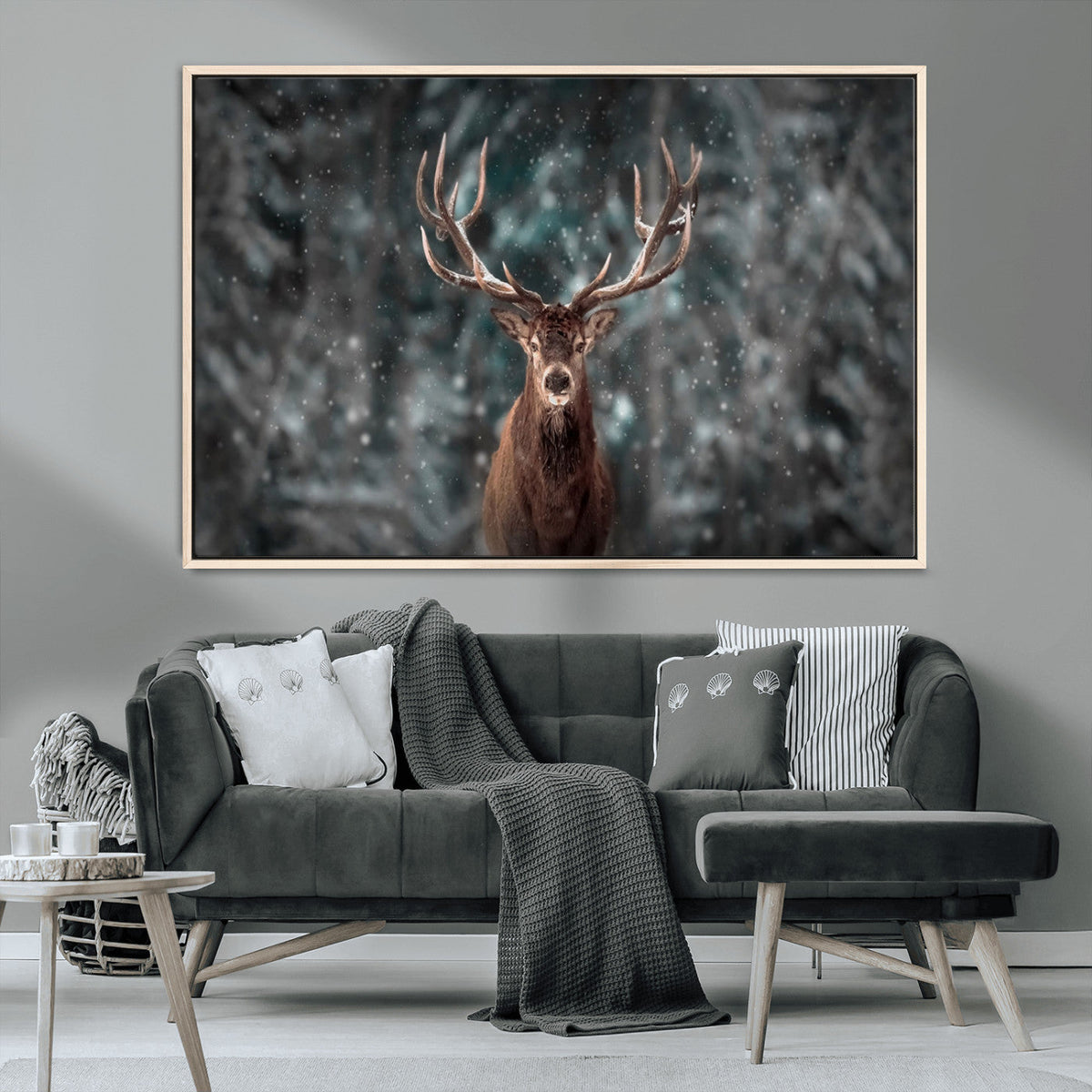 Wall Art Deer Art Animal Canvas, Framed Wall Art Deer Canvas