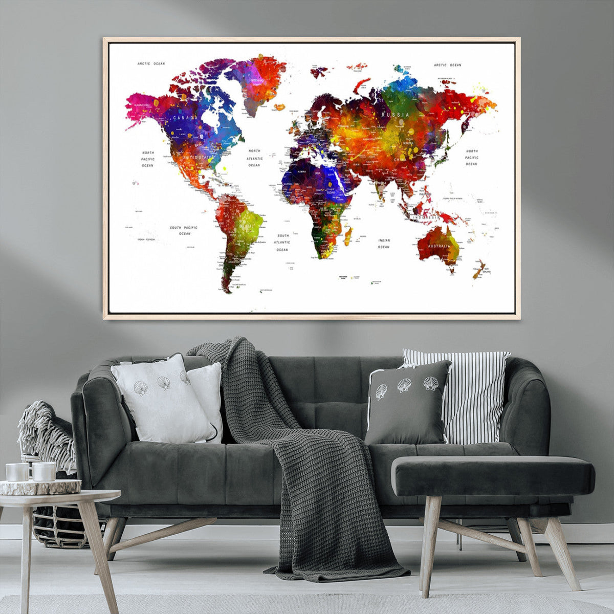World Map Canvas Print – Detailed Map of the World Wall Art