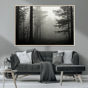 Misty Forest Wall Art Premium Canvas Print a Foggy and