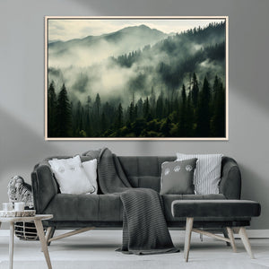 Captivating Misty Forest Wall Art Premium Canvas Print a